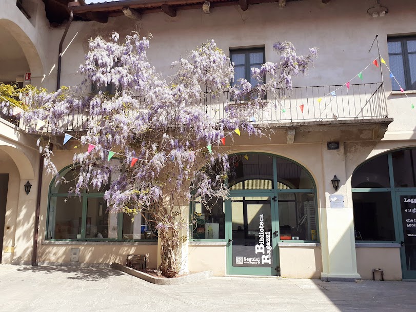 Biblioteca ragazzi con glicine